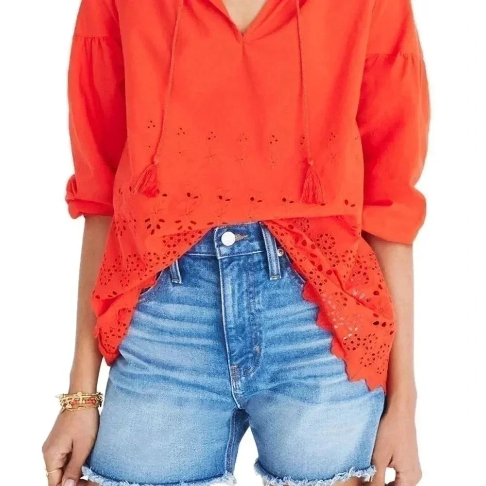 Madewell Eyelet Lattice Top